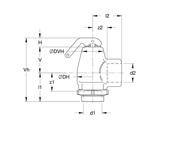 Technical drawing for Apollo ASME Hot Water Bronze Safety Relief Valves with Satin Chrome Finish (2 x FNPT)