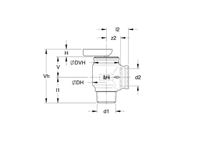 Technical drawing for Apollo ASME Hot Water Bronze Safety Relief Valves (MNPT x FNPT)