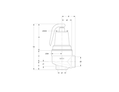 Technical drawing for Apollo Bronze Safety Relief Valve with Oversized Outlet, 1-1/2" x 2" (2 x FNPT)