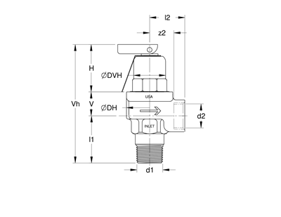 Technical drawing for Apollo Bronze Safety Relief Valve, 3/4" (MNPT x FNPT)