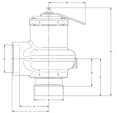 Technical drawing for Apollo Bronze Non-Code Air Relief Valve with Test Lever (MNPT x FNPT)