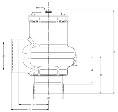 Technical drawing for Apollo Bronze Vacuum Safety Relief Valve (MNPT x FNPT)