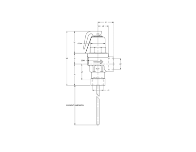 Technical drawing for Apollo Bronze Temperature and Pressure Relief Valves with 3" Element (2 x FNPT)