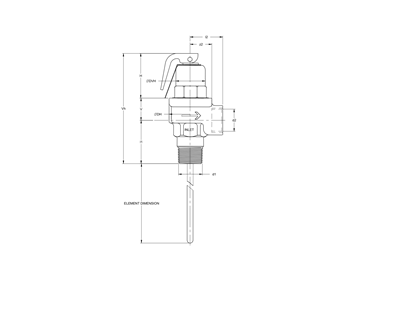 Technical drawing for Apollo Bronze Temperature and Pressure Relief Valves with 3" Element (MNPT x FNPT)