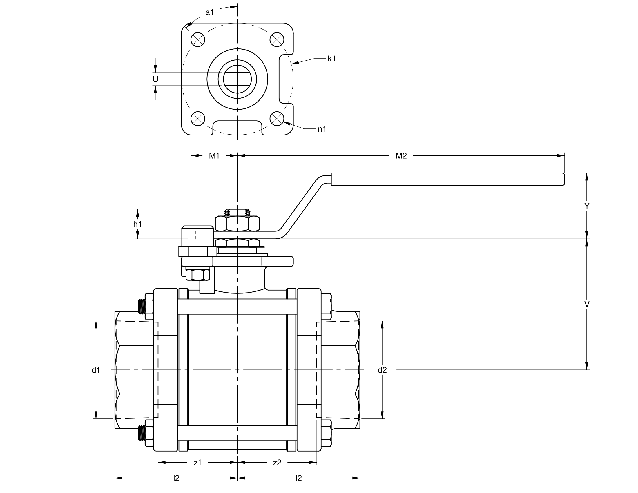 Apollo Carbon Steel 3 Piece Full Port Ball Valve with Actuator Ready