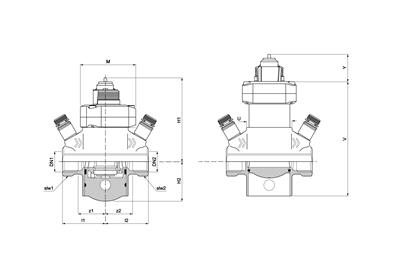 Technical drawing for Apollo ProFlow dynamische inregelafsluiter PICV (2 x binnendraad)