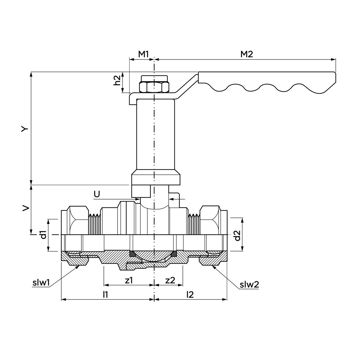 Pegler Ball Valve With Extended Stem (2 X Compression)