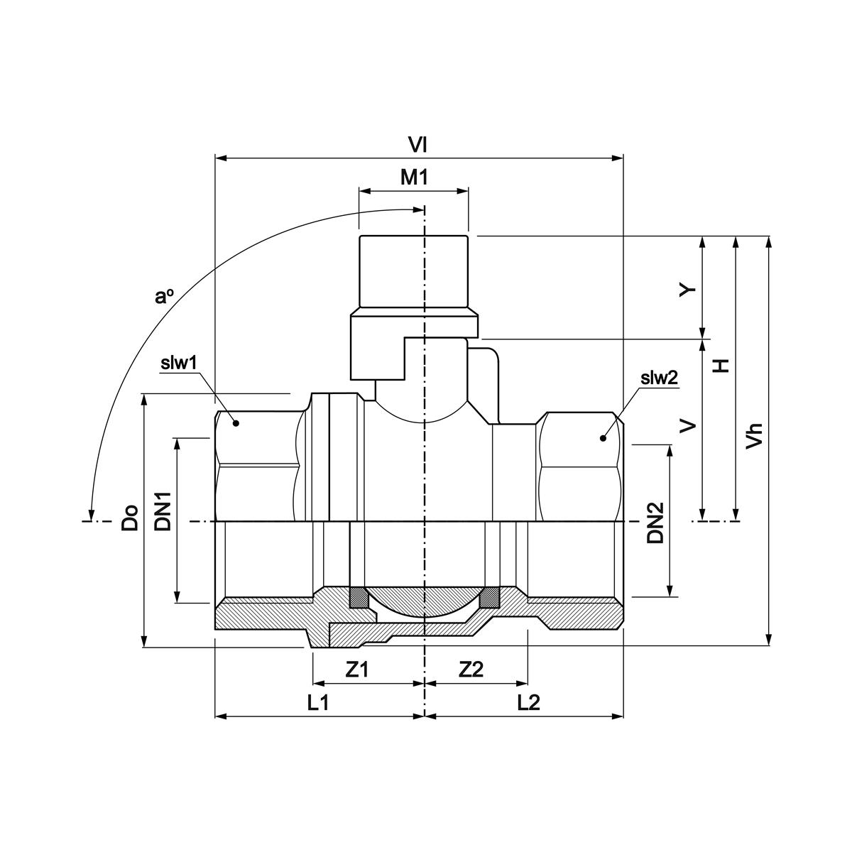 Pegler Ball valve with lockshield (2 x female thread)