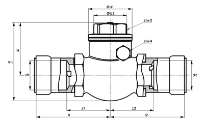 Technical drawing for VSH PowerPress terugslagklep (2 x press)