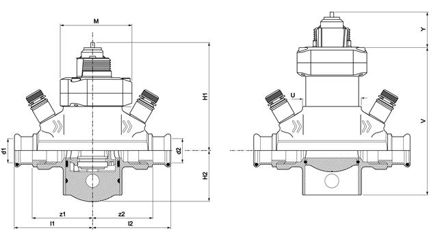 Brass Dynamic Control VSH XPress ProFlow dynamic control valve PICV (2 x press)