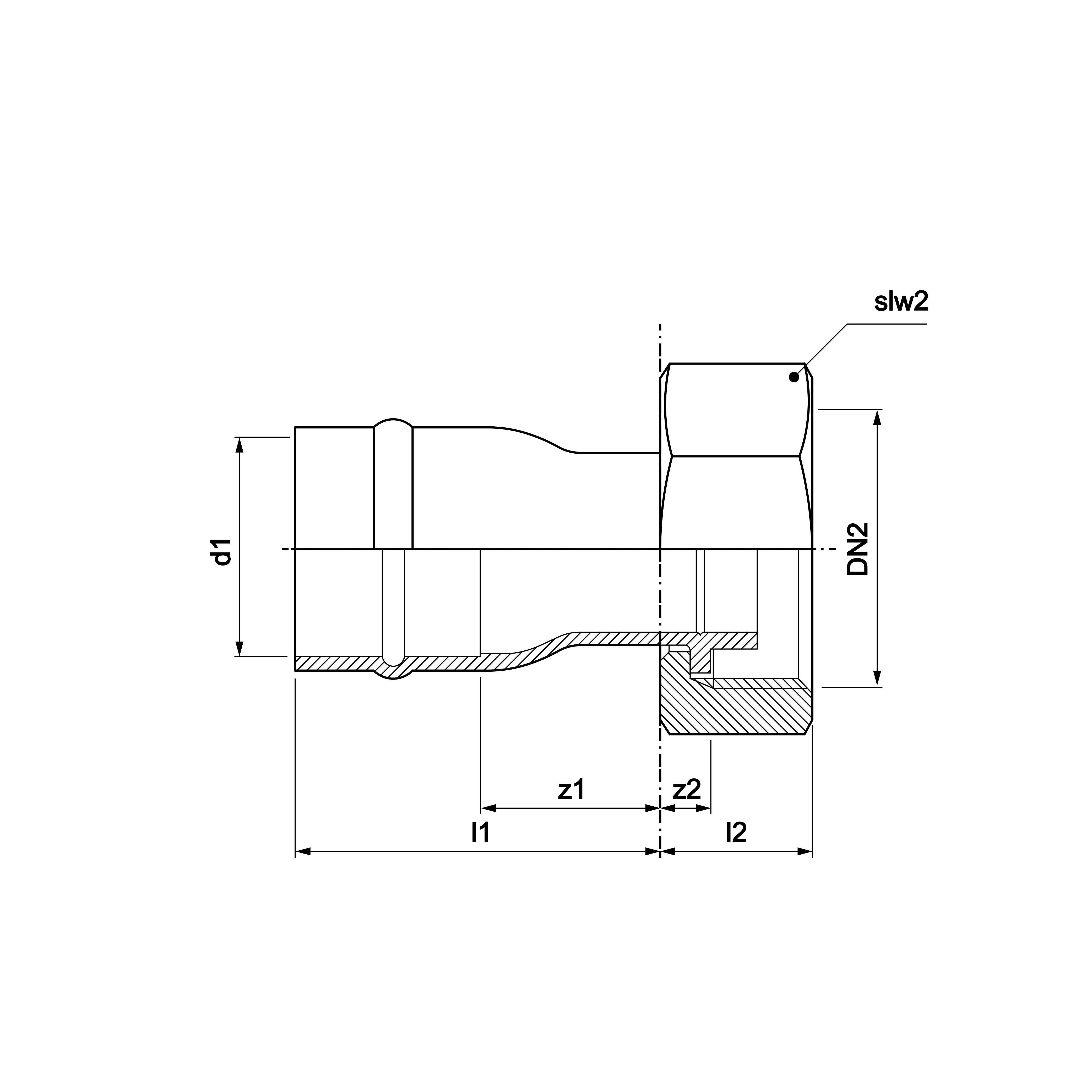Pegler Yorkshire straight gas meter union FF 22xRp3/4"
