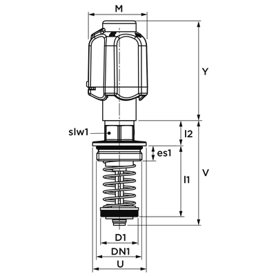 Technical drawing for SEPP Servo-Plus bovendeel klepstopkraan met keerklep