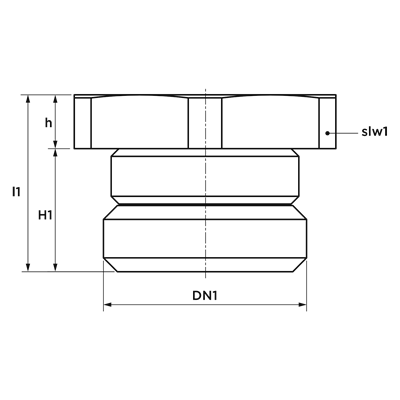Technical drawing for SEPP DIN-Basis stop zelfdichtend (1 x buitendraad)