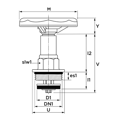 Technical drawing for SEPP DIN-Basis bovendeel voor klepstopkraan
