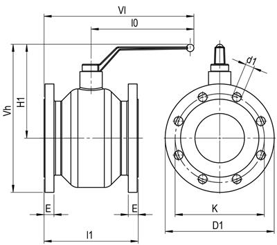 Technical drawing for SEPP Gas kogelafsluiter (2 x flens)
