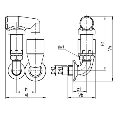 Technical drawing for SEPP Safe beluchter uitv E (2 x buitendraad)
