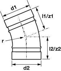 Technical drawing for VSH Shurjoint 22,5° bocht (2 x groef)