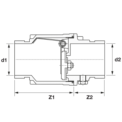 Technical drawing for VSH Shurjoint terugslagklep (2 x groef)
