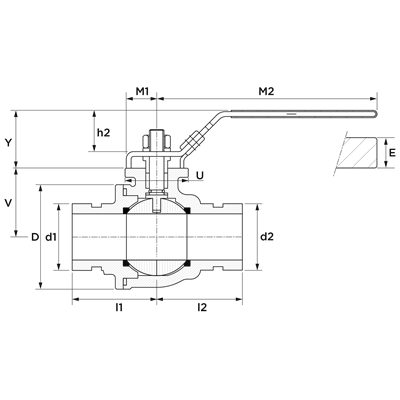 Technical drawing for VSH Shurjoint kogelafsluiter (2 x groef)
