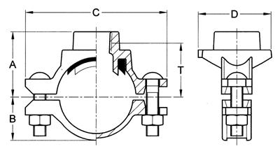 Technical drawing for VSH Shurjoint RVS aanboorzadel, EPDM dichting (1 x binnendraad)