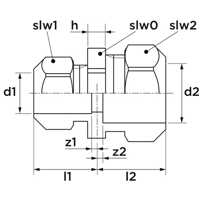 Technical drawing for VSH Klem verloop (2 x klem)