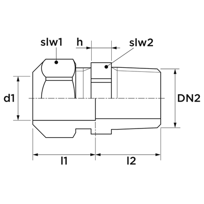 Technical drawing for VSH Klem overgang (klem x buitendraad)