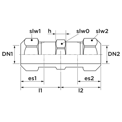 Technical drawing for VSH Klem overschuifkoppeling (2 x klem)