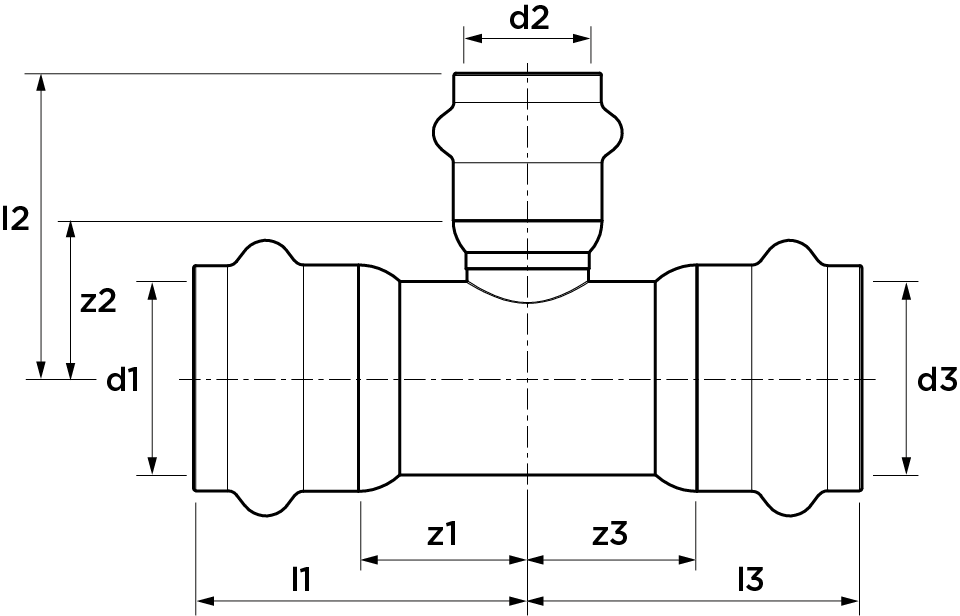 VSH SmartPress AISI316 té réduit EPDM FFF 2
