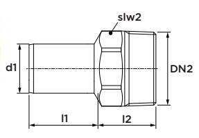 Technical drawing for VSH XPress Koper overgang ØM 22xR1/2"
