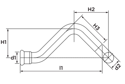 Technical drawing for VSH XPress Koper crossover verchroomd (press x insteek)