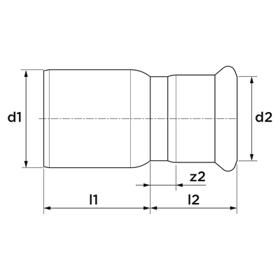 Technical drawing for VSH XPress Koper verloop verchroomd (insteek x press)