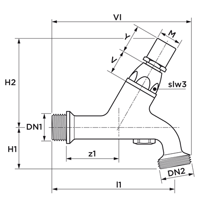 Technical drawing for VSH beluchterkraan NEN DA (zonder sleutel)