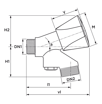 Technical drawing for VSH beluchterkraan Luxe Basic met keerklep DA-EB