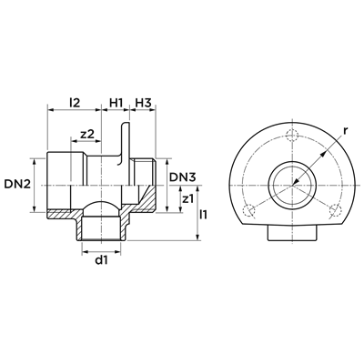 Technical drawing for VSH Soldeer Messing reparatiemuurplaat (soldeer x binnendraad)