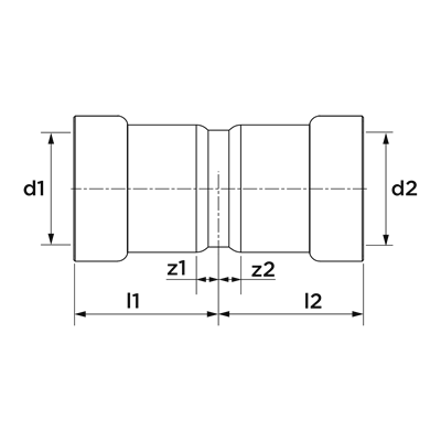 Technical drawing for VSH PowerPress Gas rechte koppeling (2 x press)