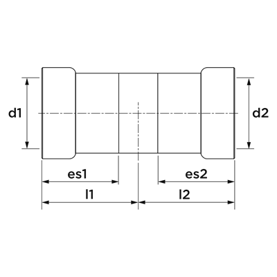 Technical drawing for VSH PowerPress Gas overschuifkoppeling (2 x press)