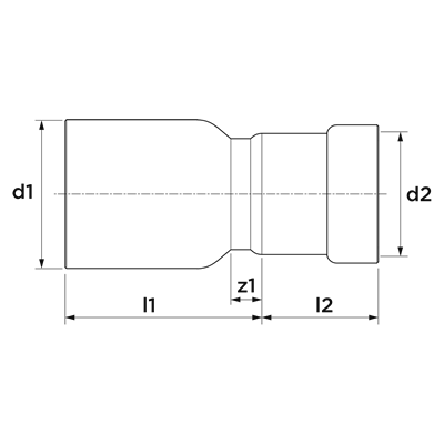 Technical drawing for VSH PowerPress verloopkoppeling (press x insteek)