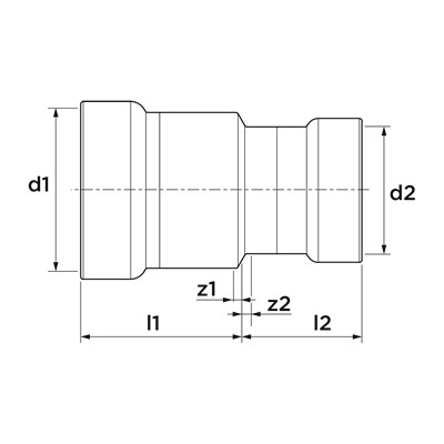 Technical drawing for VSH PowerPress Gas verloopkoppeling (2 x press)