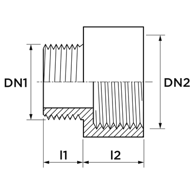 Technical drawing for VSH Draad neusstuk (binnendraad x buitendraad)