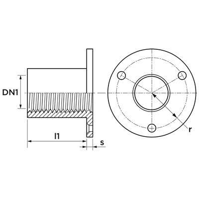 Technical drawing for VSH Draad zolderplaat (binnendraad x flens)