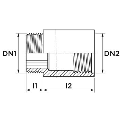 Technical drawing for VSH Draad kraanverlengstuk (binnendraad x buitendraad)