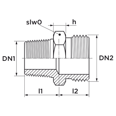 Technical drawing for VSH Draad overgang (2 x buitendraad)