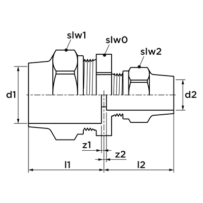 Technical drawing for VSH Super Gas België verloopkoppeling (2 x knel)