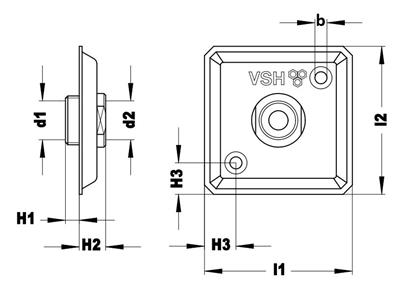 Technical drawing for VSH gevelplaat (2 x binnendraad)