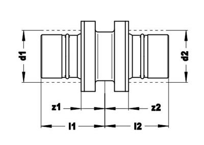 Technical drawing for VSH Multicon S Gas rechte koppeling (2 x schuif)