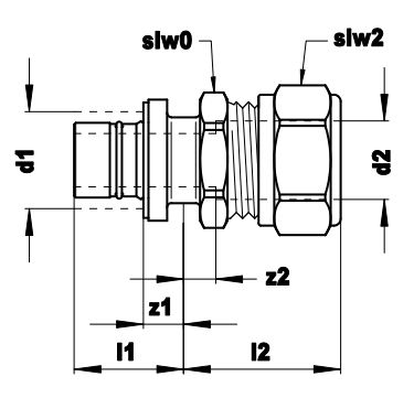 Technical drawing for VSH Multicon S Gas overgang (schuif x knel)
