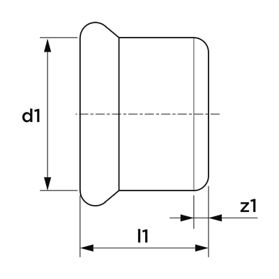 Technical drawing for VSH XPress Koper Gas eindkoppeling (1 x press)