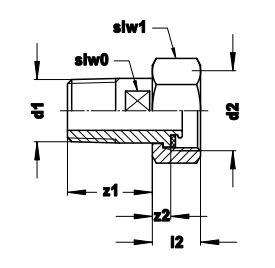 Technical drawing for VSH 2-delige koppeling voor gaskogelkraan (buiten- x binnendraad)