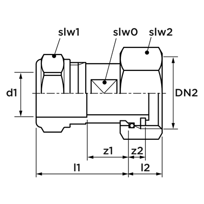 Technical drawing for VSH Super wartelstuk (knel x binnendraad)