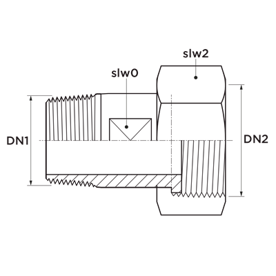 Technical drawing for VSH Draad wartelstuk (buitendraad x binnendraad)
